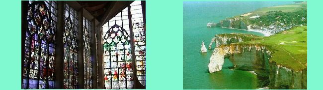 Rouen, vetrate di St.Jeanne d'Arc _ Etretat, le scogliere